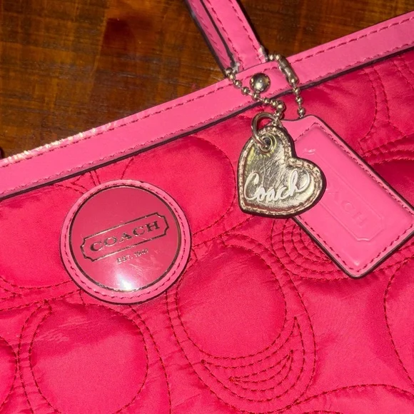 Coach Y2K Fuchsia Quilted Nylon Monogram Tote Bag